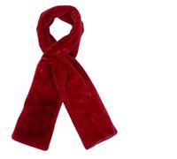 Faux Fur Scarf with Hidden Zipper Pocket,Soft Cozy Warm Pocket Scarf,Women's Winter Plush Concealed Storage Scarves (Red)