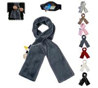 Faux Fur Scarf with Hidden Zipper Pocket,Women Winter Pocket Scarf,Fur Neck Collar Scarves Cozy Wrap Secure Concealed Storage (Gray)