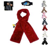 Faux Fur Scarf with Hidden Zipper Pocket,Women Winter Pocket Scarf,Fur Neck Collar Scarves Cozy Wrap Secure Concealed Storage (Ruby)