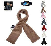 Faux Fur Scarf with Hidden Zipper Pocket,Women Winter Pocket Scarf,Fur Neck Collar Scarves Cozy Wrap Secure Concealed Storage (Coffee)