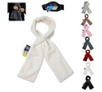 Faux Fur Scarf with Hidden Zipper Pocket,Women Winter Pocket Scarf,Fur Neck Collar Scarves Cozy Wrap Secure Concealed Storage (White)