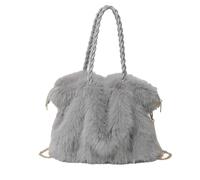 Faux Fur Tote Bag Furry Purse Fluffy Handbag Shoulder Crossbody Bag Hobo Satchels Clutches Women Winter Soft Stylish Plush Casual Shopping Travel Bag (Gray)