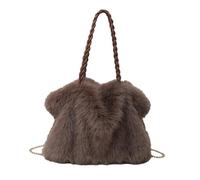Faux Fur Tote Bag Furry Purse Fluffy Handbag Shoulder Crossbody Bag Hobo Satchels Clutches Women Winter Soft Stylish Plush Casual Shopping Travel Bag (Brown)