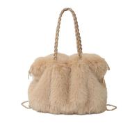 Faux Fur Tote Bag Furry Purse Fluffy Handbag Shoulder Crossbody Bag Hobo Satchels Clutches Women Winter Soft Stylish Plush Casual Shopping Travel Bag (Khaki)