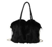 Faux Fur Tote Bag Furry Purse Fluffy Handbag Shoulder Crossbody Bag Hobo Satchels Clutches Women Winter Soft Stylish Plush Casual Shopping Travel Bag (Black)