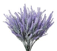 Faux Lavender - PVC 15x6.5 Inch | Artificial Lavender Flowers | All Year Round Imitation Plants Faux Table Centerpieces For Indoor Outdoor Window Home Decorations