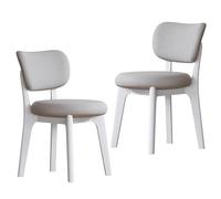 Faux Leather Dining Chairs Set of 2, Armless Kitchen Chairs with Comfy Back, Solid Wood Frame & Upholstered Cushion for Living Room, Cafe and Restaurant(Grey4)