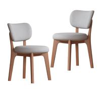 Faux Leather Dining Chairs Set of 2, Armless Kitchen Chairs with Comfy Back, Solid Wood Frame & Upholstered Cushion for Living Room, Cafe and Restaurant(Grey2)