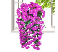 Faux Morning Glory Flowers, Realistic Outdoor Decor, Weather-Resistant Design, 23.62 Inches, Ideal for Courtyard, Gazebo, Spring Wall, Front Door, Deck, Fall Porch Accents