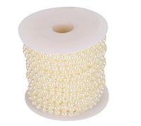 Faux Pearl Bead String 25m | 6mm Acrylic Pearls for DIY Curtains/Entrance Decor | Artificial Pearl Strand for Wedding & Home Decoration | Cut to Any Length (Beige)