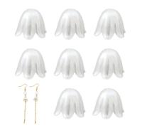 Faux Pearls | Floral Spacer Beads | Lily Valley Pearl Charms | White Loose Craft Beads With Holes For Bracelet Necklace Earring DIY Jewellery Sewing Decoration Supplies
