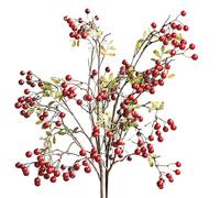 Faux Plants, 2 Paquetes de 27.6 Pulgadas de Hojas de Bayas Artificiales Ramas, Ramas Falcas de otoño de otoño para la Mesa del hogar Festival de Cocina para el hogar, Rojo