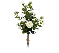 Faux Plants Indoor - Realistic Camellia with Ground Stakes, Tall Fake Tree Garden Decor for Outdoor Yard Patio Porch Pathway Landscape, Home Office Decoration for Birthday Holiday