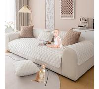 Faux Rabbit Fur Couch Cover L Shape Soft Fluffy Plush Sectional Sofa Cover Solid Color Couch Slipcover Non Slip Sofa Slipcover Furniture Protector for Kids Dogs,Gray,70 * 90cm/27.6 * 35.4in(White,90*9