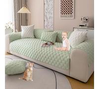 Faux Rabbit Fur Couch Cover L Shape Soft Fluffy Plush Sectional Sofa Cover Solid Color Couch Slipcover Non Slip Sofa Slipcover Furniture Protector for Kids Dogs,Gray,70 * 90cm/27.6 * 35.4in(Green,70*2