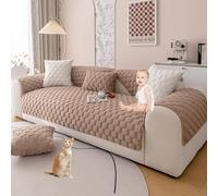 Faux Rabbit Fur Couch Cover L Shape Soft Fluffy Plush Sectional Sofa Cover Solid Color Couch Slipcover Non Slip Sofa Slipcover Furniture Protector for Kids Dogs,Gray,70 * 90cm/27.6 * 35.4in(Curry,90*1