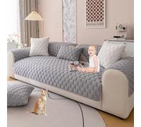 Faux Rabbit Fur Couch Cover L Shape Soft Fluffy Plush Sectional Sofa Cover Solid Color Couch Slipcover Non Slip Sofa Slipcover Furniture Protector for Kids Dogs,Gray,70 * 90cm/27.6 * 35.4in(1,90*160cm