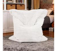 Faux Rabbit Fur Stuffed Animal Bean Bag Pillowsac(No Filler)Soft Corduroy Bubble Beanbag Chair Cover For Cushion Home Decor Furry Floor Lounger Plush Cushion Pillowsac Christmas For Kids Girls(White)