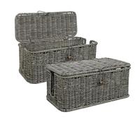 Faux Rattan Cable Organizer - Cable Management Box | Desktop Electrical Cord Organizers Box | Cables Organizer Boxes with Lid | Wire Storage for TV Wires, Ordenador, Router, Usb Hub