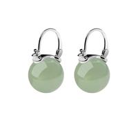 Faux Round Jade Small Huggie Hoop Pendiendo para mujeres Estilo vintage chino Hipoalergénico Tiny Dainty Mini Hoops Diario de la fiesta de la noche Regalo Cóctel de San Valentín