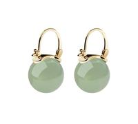 Faux Round Jade Small Huggie Hoop Pendiendo para mujeres Estilo vintage chino Hipoalergénico Tiny Dainty Mini Hoops Diario de la fiesta de la noche Regalo Cóctel de San Valentín