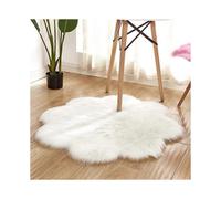 Faux Sheepskin Wool Rug,Cozy Feel Like Real Wool Faux Fur Rug, Man-Made Luxury Wool Rug Sofa Cushion (White, 45 x 45CM)