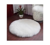 Faux Sheepskin Wool Rug,Cozy Feel Like Real Wool Faux Fur Rug, Man-Made Luxury Wool Rug Sofa Cushion (White, 45 x 45CM)
