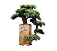 Faux Tree Simulación Grande Bonsai Planta de Pino Interior Hotel en Maceta Sala de Estar Desktop Decoración de Plantas Verdes Ornaments Faux Plantas Interiores (a)