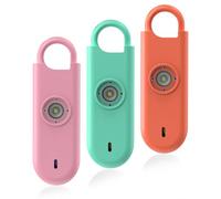 Fauxomor Alarma Personal para Mujeres, Pack de 3 de 140 dB Llavero Autodefensa Personal con Luz Estroboscópica e Aviso de Batería Baja, Regalo para Niños y Personas Mayores(Rosa+Verde+Naranja)