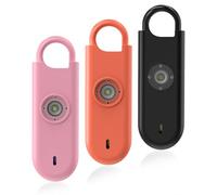 Fauxomor Alarma Personal para Mujeres, Pack de 3 de 140 dB Llavero Autodefensa Personal con Luz Estroboscópica e Aviso de Batería Baja, Regalo para Niños y Personas Mayores(Rosa+Naranja+Negro)