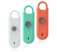 Fauxomor Alarma Personal para Mujeres, Pack de 3 de 140 dB Llavero Autodefensa Personal con Luz Estroboscópica e Aviso de Batería Baja, Regalo para Niños y Personas Mayores(Blanco+Verde+Naranja)