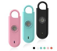 Fauxomor Alarma Personal para Mujeres, Pack de 3 de 140 dB Llavero Autodefensa Personal con Luz Estroboscópica e Aviso de Batería Baja, Regalo para Niños y Personas Mayores(Rosa+Azul+Negro)