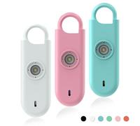 Fauxomor Alarma Personal para Mujeres, Pack de 3 de 140 dB Llavero Autodefensa Personal con Luz Estroboscópica e Aviso de Batería Baja, Regalo para Niños y Personas Mayores(Blanco+Rosa+Azul)