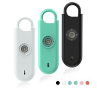 Fauxomor Alarma Personal para Mujeres, Pack de 3 de 140 dB Llavero Autodefensa Personal con Luz Estroboscópica e Aviso de Batería Baja, Regalo para Niños y Personas Mayores(Blanco+Verde+Negro)