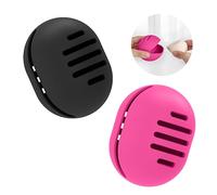 Fauxomor Soporte de Esponjas de Maquillaje,2 Piezas Doble Cara Transpirable de Suave Silicona Caja para Beauty Blender,Irrompible Estuche de Viaje para Todas las Esponjas,Negro+Rojo Rosado