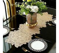 FAVE Camino de mesa dorado de 36 pulgadas, resistente al calor, camino de mesa corto en forma de flor, lavable, camino de mesa para fiestas, bodas (camino de mesa, flor dorada)