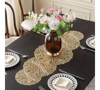 FAVE Camino de mesa pequeño dorado de 36 pulgadas, resistente al calor, para decoración de cenas, fiestas, bodas (esfera dorada)