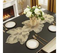 FAVE Camino de mesa pequeño dorado de 36 pulgadas, resistente al calor, para decoración de cenas, fiestas, bodas (hojas de arce)