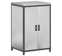 Favemtsl Armario de cocina para exteriores, acero plateado, 60 x 50 x 92 cm | Armario de 2 puertas para cocina de jardín, patio y comedor: ofrece espacio de almacenamiento de metal estructurado.