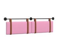 Favemtsl Cabecero de pared rosa 190 x 55 cm, juego de 2 unidades, tapizado | Moderno cojín de pared para dormitorio: diseño que ahorra espacio, acolchado de espuma gruesa y funda de poliuretano de fácil