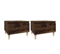 Favemtsl Juego de 2 mesas auxiliares de roble ahumado, 50 x 46 x 35 cm, con | Elegante juego de 2 cajones y patas de madera maciza Skandi, perfecto como mesita de noche para dormitorio.