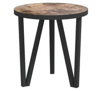 Favemtsl Mesa auxiliar, color negro y amarillo, diámetro de 35 cm, tablero | Mesa de té redonda fija compacta para sala de estar y dormitorio en moderno diseño industrial de madera y acero