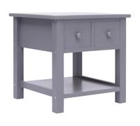 Favemtsl Mesa auxiliar gris 40 x 40 x 40 cm mesita de noche con 2 cajones | Mesa de teléfono compacta para dormitorio y sala de estar con estante inferior adicional y superficie MDF fácil de limpiar.
