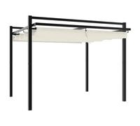 Favemtsl Pérgola de jardín de 3 x 3 m con techo extensible, color crema | Sombra flexible para patio y jardín con estructura de aluminio resistente y toldo ajustable.
