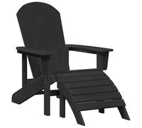 Favemtsl Silla Adirondack negra 82 x 74 x 92 cm HDPE silla de jardín | Tumbona impermeable de plástico HDPE con reposapiés cómodo y respaldo ergonómico para jardín y terraza.