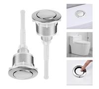 Favengo 2 Pcs Pulsador Cisterna Simple Universal 38mm Botón de Tanque de Agua Inodoro Pulsador de Descarga Un Solo Botón Pulsador Cisterna Simple Universal Tapon Cisterna WC para Cisterna Baño, Plata