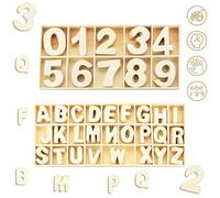 Favengo 216 Pcs Letras Mayúsculas Madera y Numero de Madera Letras de Madera Decorativas y Numero del 0 al 9 Letras Mayúsculas 26 Alfabeto Madera para Decorar Enseñar Niños Manualidades con Bandeja