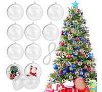 Favengo 31 Pcs Bolas de Navidad Transparentes de 4cm Diametro Bola Plastico Transparente Esferas de Navidad Bolas Navideñas Manualidades Bolas Rellenables para Decoracion de Arbol Navidad + Hilo 50m