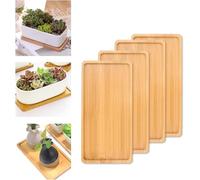 Favengo 4 Pcs Bandeja Pequeña de Bambú 17,5 x 8,8 x 1cm Rectangular para Baño, Te/Cafe, Plantias, Llaves, Perfume - Tablitas de Bambu Madera
