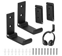 Favengo 4 Pcs Ganchos Plegables Pared Negro Ganchos Metalicos para Colgar Gancho Bolso Pared Colgador Pared Auriculares Plegable Pared para Auriculares Bolsa Ropa Mochila + 6x Tornillos, Carga: 15KG